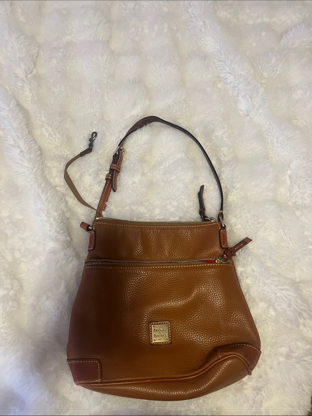 Dooney & Bourke Cognac Brown Pebbled Leather Shoulder Bag